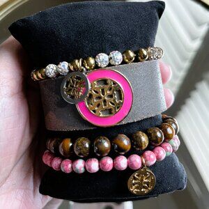 Rustic Cuff Set of FOUR stackable Bracelets Set